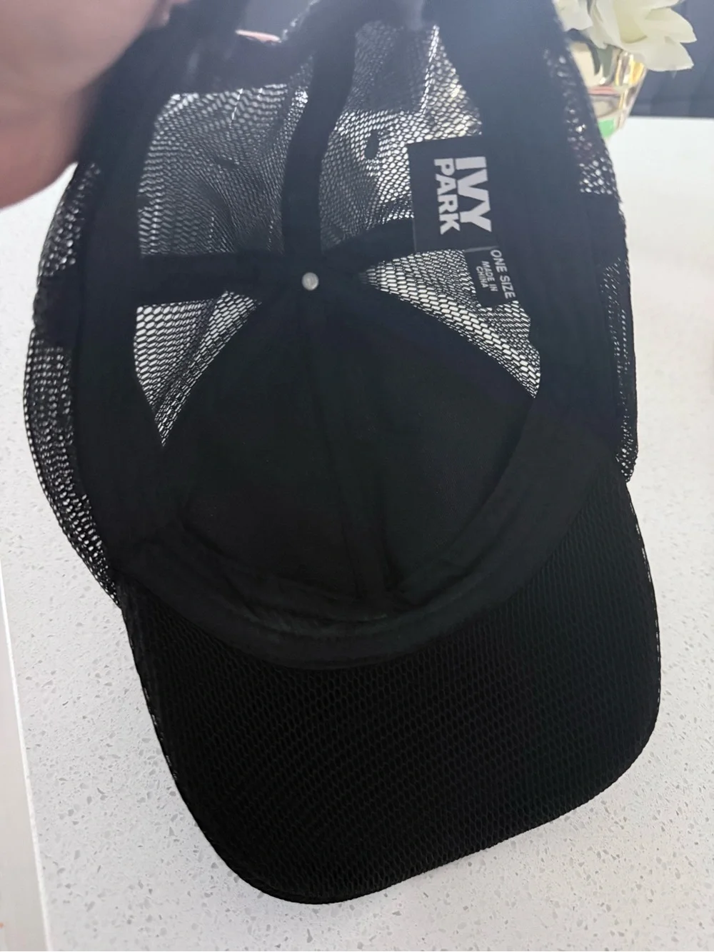 IVY PARK Black Mesh Trucker Cap with Logo Strap